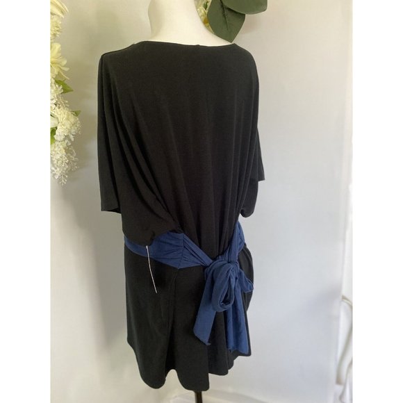 Mossimo Size 28W/30W Polyester Pullover Tunic Short Sleeve Black Blue Sash NWT - Picture 4 of 16